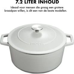 MOA Gietijzeren Braadpan - Inhoud 7,2 Liter - 30CM - Rond - Alle Warmtebronnen - Ook Voor Inductie - Gewicht 7,3 Kg - Wit - C30W -Korting Op Keukengerei 1192x1200 14