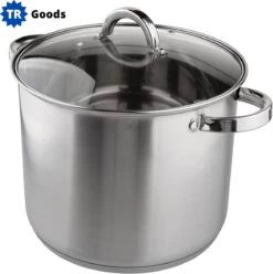 T.R. Goods - Soeppan RVS 8.5 Liter Met Deksel - Rvs - Met Deksel - 24 Cm - Geschikt Voor Inductie