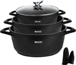 BIKO - Smile Pannen 8 Delige Pannenset - Braadpan - Zwart