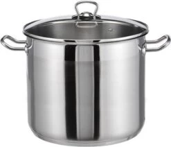 RVS Soeppan Met Glazen Deksel - 15 Liter - Vaatwasserbestendig