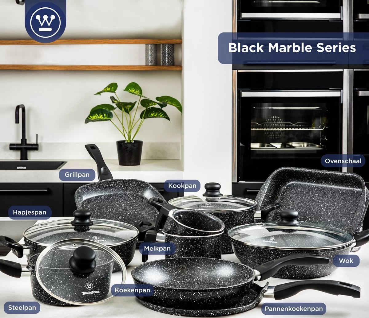 Westinghouse Black Marble - Pannenkoekenpan Inductie - Ø 28 Cm - Zwart Marmer 6 Westinghouse Black Marble - Pannenkoekenpan Inductie - Ø 28 Cm - Zwart Marmer - Afbeelding 6