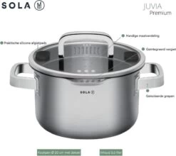 Sola Pannenset Juvia - 4 Delig - Ø 16,16,18,20 Cm - Zilver - RVS - Sandwichbodem -Korting Op Keukengerei 1200x1069