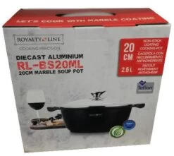 Royalty Line - Marble Soep/braadpan - Met Glazen Deksel Zwart - 20 CM. RL-BS20ML -Korting Op Keukengerei 1200x1073