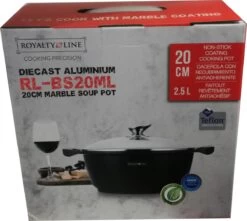 Royalty Line - Marble Soep/braadpan - Met Glazen Deksel Zwart - 20 CM. RL-BS20ML -Korting Op Keukengerei 1200x1074 1