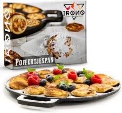 IRONO Poffertjespan Set - Incl. Doseerfles, Kwast En Vork - Poffertjespan Inductie En Electrisch - Poffertjesmaker 19 Poffertjes - Poffertjes Maken - Spuitfles - Cadeau Voor Mannen En Vrouwen -Korting Op Keukengerei 1200x1113