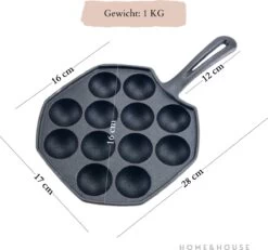 Home&House Poffertjespan Set - Zwart - Poffertjesmaker - Inductie - Gas - Poffertjes - Prik Vork - Kwast - Gietijzer - Poffertjesplaat - Poffertjespannen -Korting Op Keukengerei 1200x1122