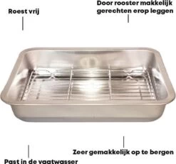 YUGN Braadslede Ovenschaal Braadslee Oven - Braadslede Met Rooster Voor Ovengerechten - Roestvrijstaal En 40x30x7CM - Cadeau Tip -Korting Op Keukengerei 1200x1124 5
