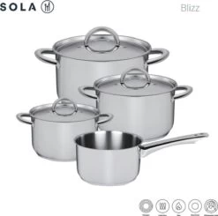 Sola Pannenset Blizz - 4 Delig - Ø Cm - Zilver - RVS - Sandwichbodem 17 Sola Pannenset Blizz - 4 Delig - Ø Cm - Zilver - RVS - Sandwichbodem -Korting Op Keukengerei 1200x1188