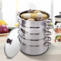 Service96 - Stoompan - 5 Lagen - Roestvrij Staal - Dikke Stoompan - Soeppan - Universele Kookpotten - Voor Inductiekookplaat, Gasfornuis - Kookgerei -Korting Op Keukengerei 1200x1198 21