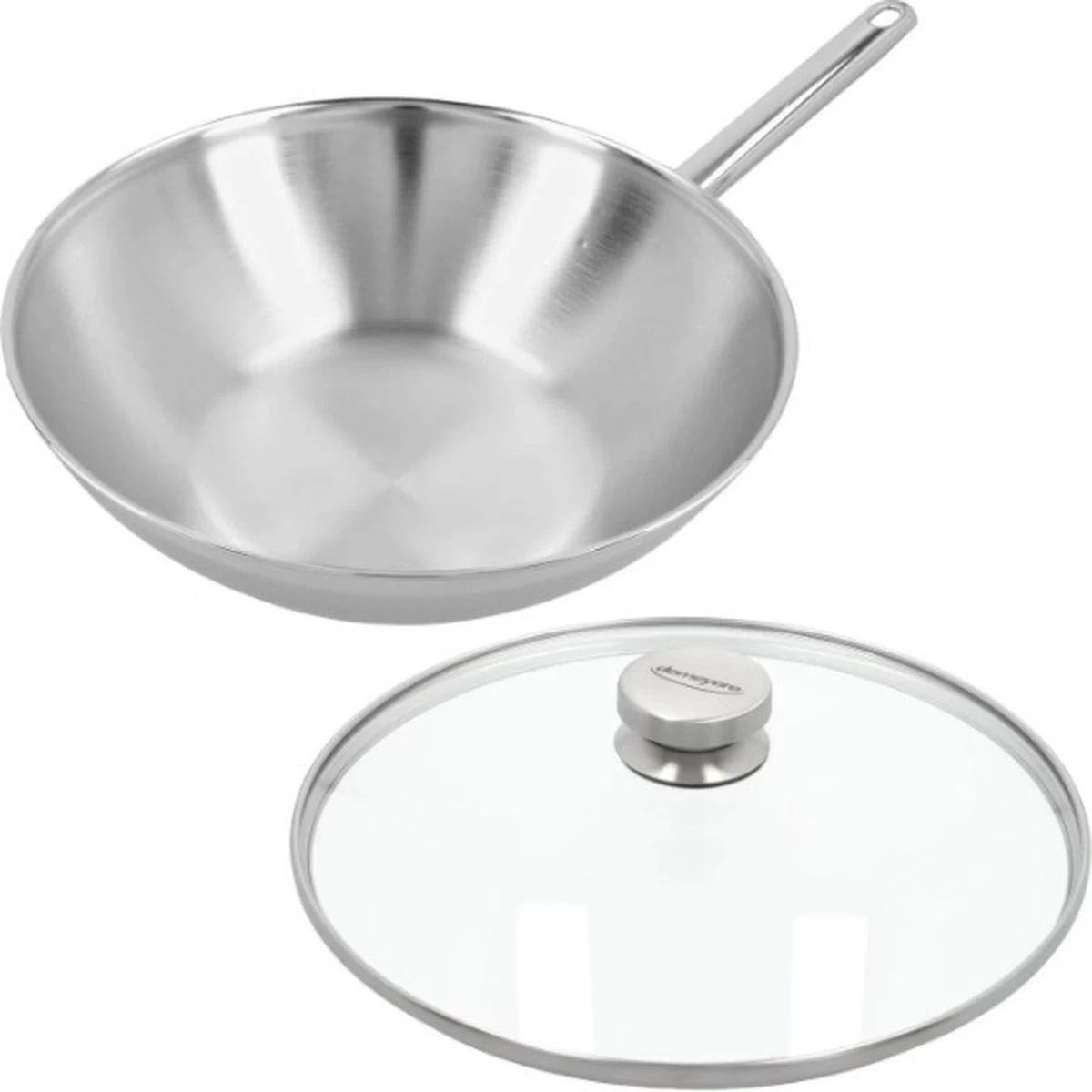 Demeyere Apollo 7 - Wok - 30 Cm - Met Glazen Deksel 1 Demeyere Apollo 7 - Wok - 30 Cm - Met Glazen Deksel