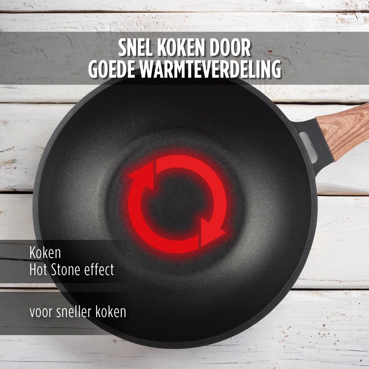 Rosmarino Black Line - Wokpan - Ø30cm - 100% PFAS & PFOA Vrij - Gegoten Aluminium - Non-stick Minerale Coating - Ergonomische Handgreep - Geschikt Voor Alle Warmtebronnen & Vaatwasser 7 Rosmarino Black Line - Wokpan - Ø30cm - 100% PFAS & PFOA Vrij - Gegoten Aluminium - Non-stick Minerale Coating - Ergonomische Handgreep - Geschikt Voor Alle Warmtebronnen & Vaatwasser - Afbeelding 7