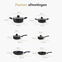 Rochester 18-delige Pannenset Met Deksels - Kookpotten - Koekenpannen Steelpannen - Aluminium - Zwart 23 Rochester 18-delige Pannenset Met Deksels - Kookpotten - Koekenpannen Steelpannen - Aluminium - Zwart -Korting Op Keukengerei 1200x1200 1163