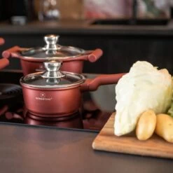Herenthal Pannenset Inductie - Luxe 10-delige Koekenpan Inductie - Voor Alle Warmtebronnen - Pannen Met Glazen Deksels En Koudgrepen - Burgundy -Korting Op Keukengerei 1200x1200 121