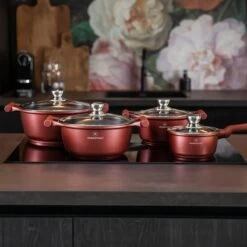 Herenthal Pannenset Inductie - Luxe 10-delige Koekenpan Inductie - Voor Alle Warmtebronnen - Pannen Met Glazen Deksels En Koudgrepen - Burgundy -Korting Op Keukengerei 1200x1200 122