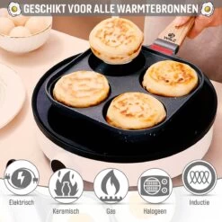 W&Z® Pannenkoekenpan Inductie - Pancake Pan - Omeletpan - Omeletmaker -Eierpan- Anti Aanbak - 4 Vakjes -Korting Op Keukengerei 1200x1200 1239