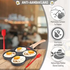 W&Z® Pannenkoekenpan Inductie - Pancake Pan - Omeletpan - Omeletmaker -Eierpan- Anti Aanbak - 4 Vakjes -Korting Op Keukengerei 1200x1200 1241
