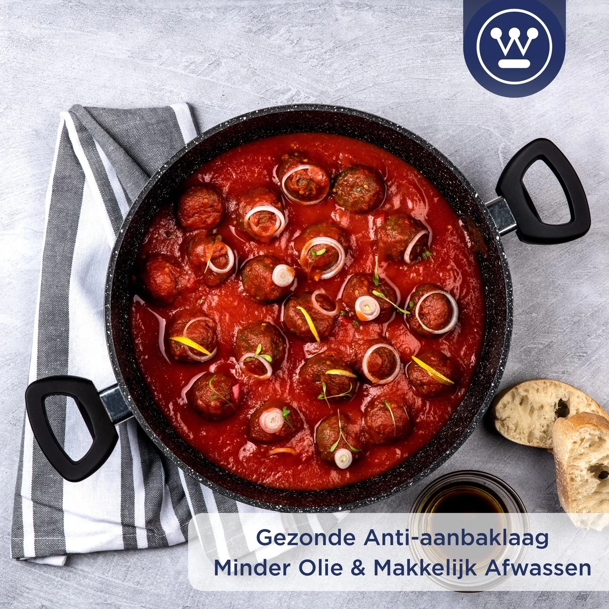 Westinghouse Hapjespan Inductie - Ø 32 Cm - Zwart Marmer - Met Deksel 8 Westinghouse Hapjespan Inductie - Ø 32 Cm - Zwart Marmer - Met Deksel - Afbeelding 8