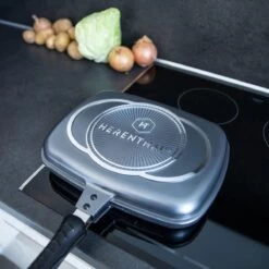 Herenthal Dubbele Grillpan - Ø 28 Cm - Koekenpan - Keramische Pan - Marmeren Coating Met Antiaanbaklaag - PFAS & PFOA Vrij - Pan - Grill - Vermindert Geur, Rook En Oliespatten - Zilver -Korting Op Keukengerei 1200x1200 1381