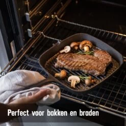 Daumonet Auguste Noir Gietijzeren Grillpan - Steakpan Zwart - PFAS & PFOA Vrij - Vierkant Met Schenktuit - 23,5 Cm - 2 Liter - Emaille - Alle Warmtebronnen - Elektrisch - Gas - Halogeen - Inductie - Keramisch -Korting Op Keukengerei 1200x1200 1412