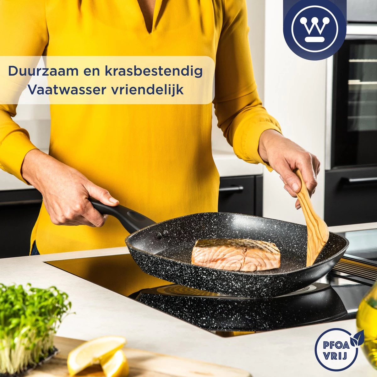 Westinghouse Grillpan - Ø 28 Cm - Zwart Marmer - Geschikt Voor Alle Warmtebronnen Inclusief Inductie - Steakpan Met Antiaanbaklaag- Aluminium 6 Westinghouse Grillpan - Ø 28 Cm - Zwart Marmer - Geschikt Voor Alle Warmtebronnen Inclusief Inductie - Steakpan Met Antiaanbaklaag- Aluminium - Afbeelding 6