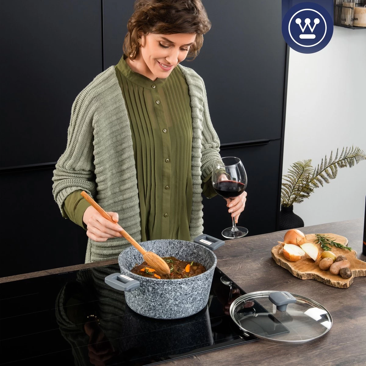 Westinghouse Kookpan/Braadpan Inductie - Ø 28 Cm - Grijs Graniet - Met Deksel - PFOA Vrij 3 Westinghouse Kookpan/Braadpan Inductie - Ø 28 Cm - Grijs Graniet - Met Deksel - PFOA Vrij - Afbeelding 3