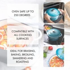 Nuovva Gietijzeren Braadpan Antiaanbaklaag Met Deksel - Sudderpan Blauw - Rond - Ø24 Cm - 4,7 Liter - 100% PFAS & PFOA Vrij - Geschikt Voor Alle Warmtebronnen - Elektrisch - Gas - Halogeen - Inductie – Keramisch -Korting Op Keukengerei 1200x1200 1509