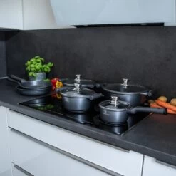 Herenthal Pannenset Inductie - Luxe 10-Delige Pannenset - Kookpotten Voor Alle Warmtebronnen - Kookpan - Pan Inductie Met Glazen Deksels En Koudgrepen - Grijs -Korting Op Keukengerei 1200x1200 157