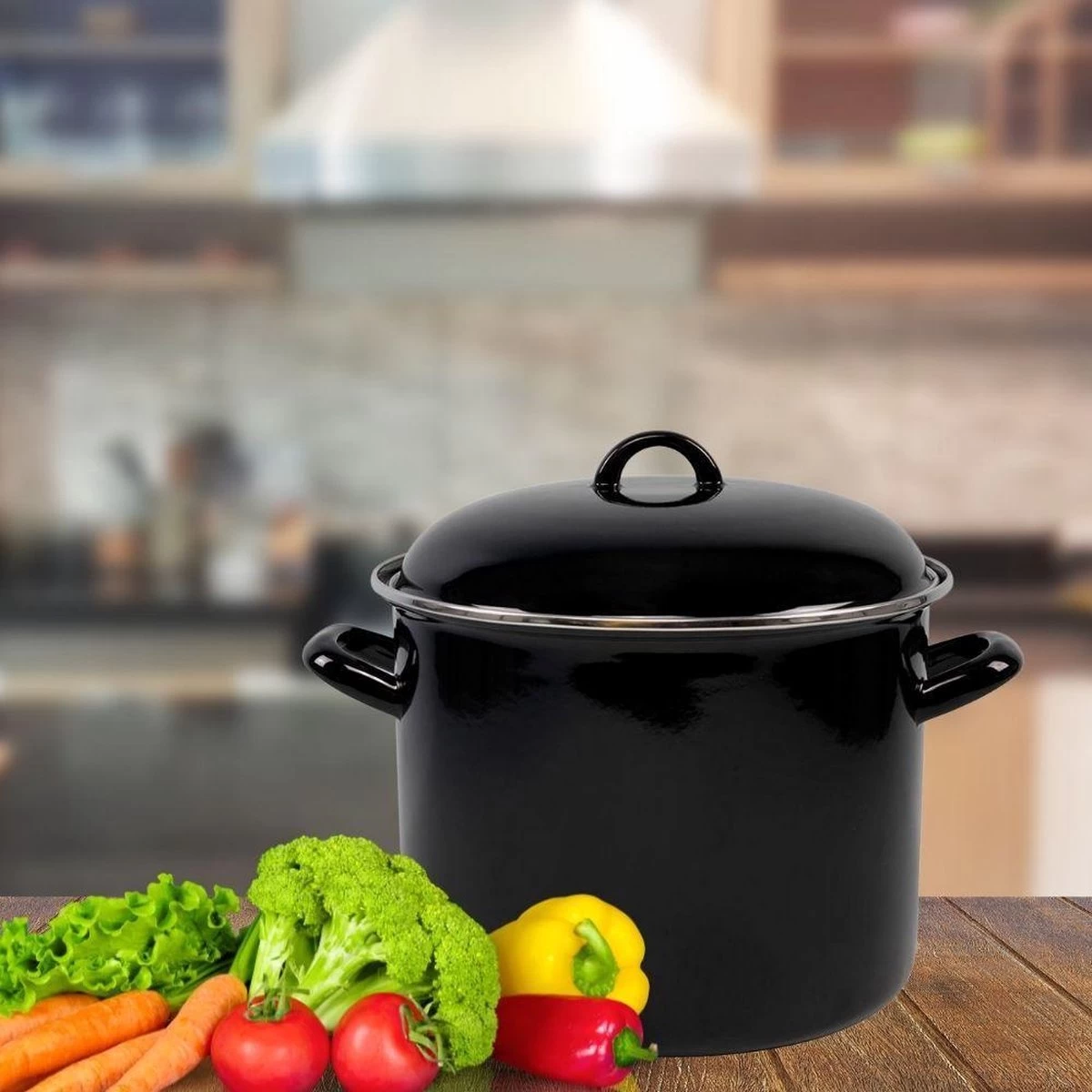 Orange85 Soeppan - Stamppot Pan - Inductie - Zwart - 8 Liter - Staal - Alle Warmtebronnen 3 Orange85 Soeppan - Stamppot Pan - Inductie - Zwart - 8 Liter - Staal - Alle Warmtebronnen - Afbeelding 3