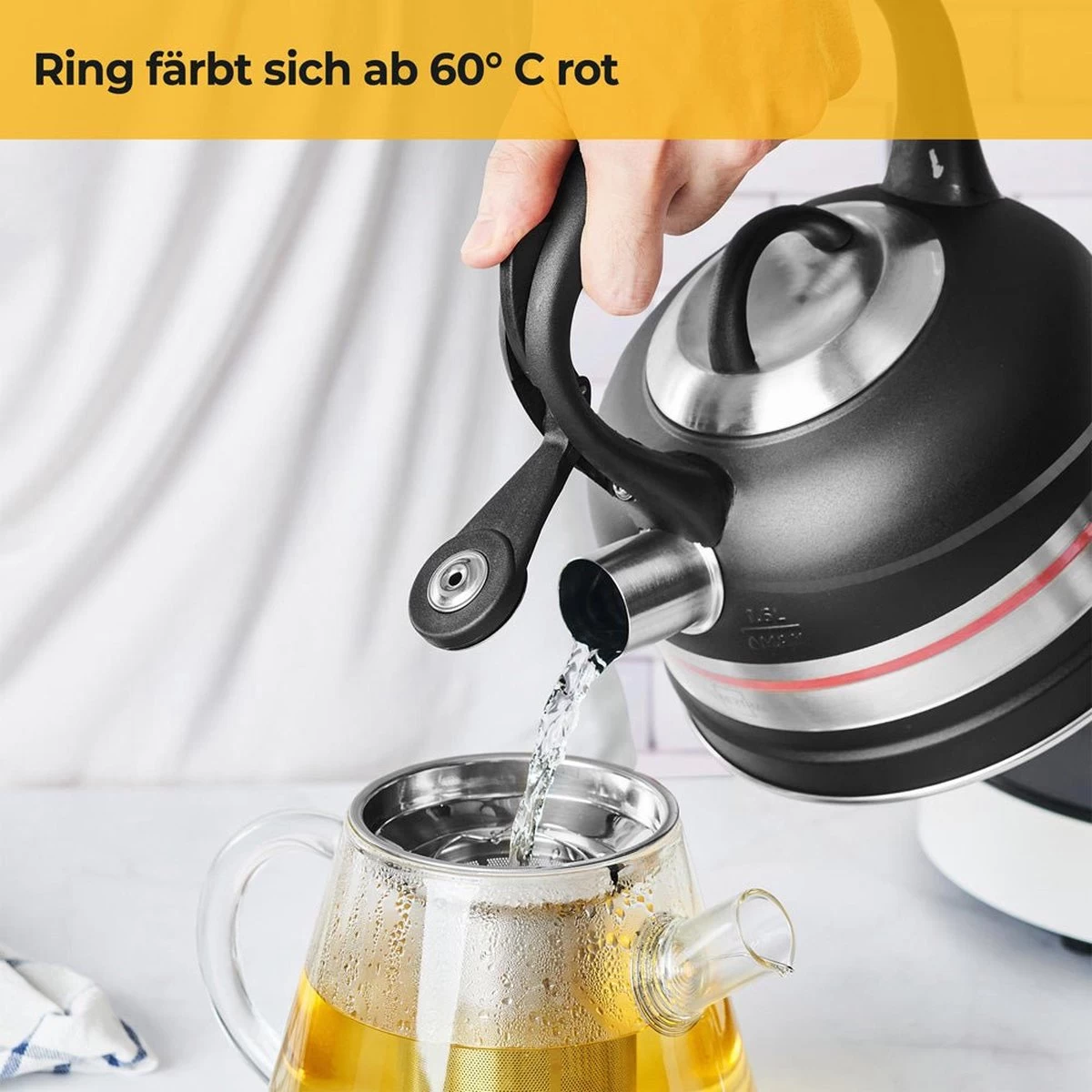 SILBERTHAL - Waterkoker - Alle Soorten Fornuizen, Ook Inductie - RVS - 1,6 Liter - Zwart 2 SILBERTHAL - Waterkoker - Alle Soorten Fornuizen, Ook Inductie - RVS - 1,6 Liter - Zwart - Afbeelding 2