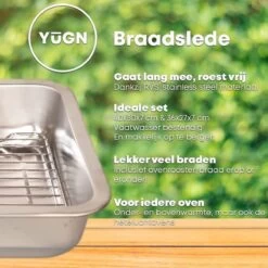 YUGN COMBI Set Braadslede Ovenschaal Combi Braadslee Oven Set - 2x Braadslede Met Rooster Voor Ovengerechten - 36x27x7CM En 40x30x7CM En Inclusief Bakkwast - Cadeau- Cadeautip -Korting Op Keukengerei 1200x1200 1795