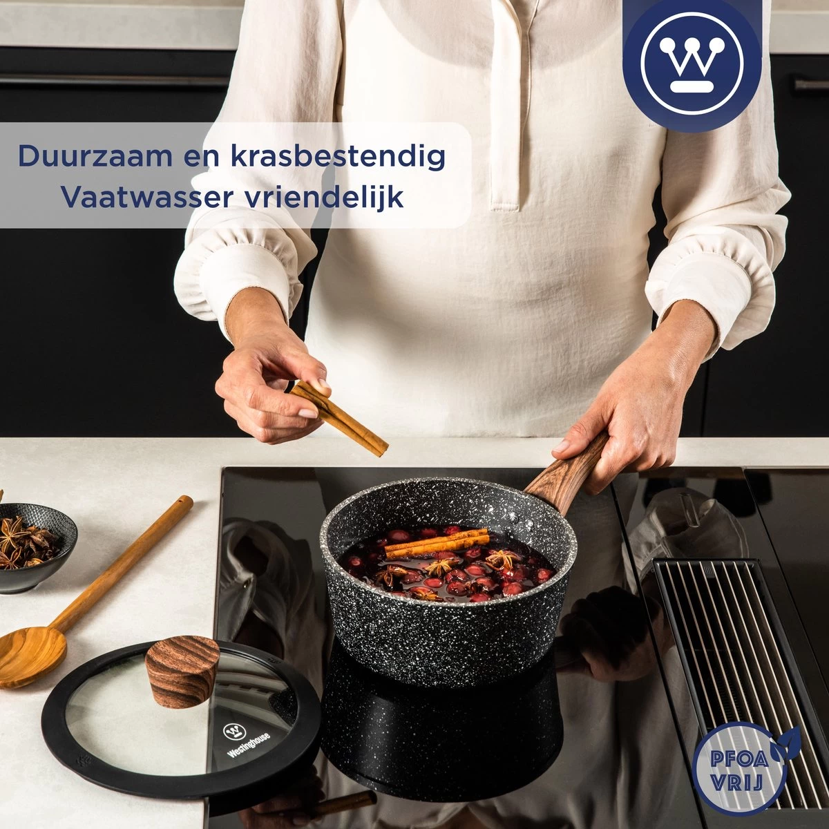 Westinghouse Steelpan Inductie - Ø 20 Cm - Zwart Marmer - Speciale Editie 5 Westinghouse Steelpan Inductie - Ø 20 Cm - Zwart Marmer - Speciale Editie - Afbeelding 5