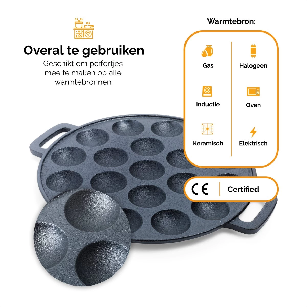CuisiNoon® Poffertjespan Premium - Complete Poffertjesmaker Set - Inclusief Bakboek 7 CuisiNoon® Poffertjespan Premium - Complete Poffertjesmaker Set - Inclusief Bakboek - Afbeelding 7