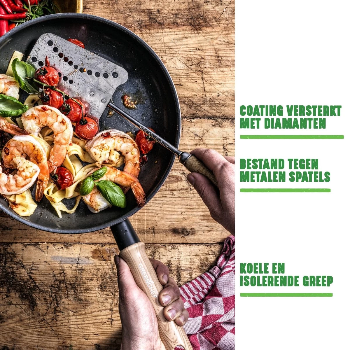 GreenChef Vintage Koekenpan 28cm - Zwart - Inductie - PFAS-vrij 2 GreenChef Vintage Koekenpan 28cm - Zwart - Inductie - PFAS-vrij - Afbeelding 2