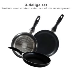 Cheqo® PRO 3-Delige Koekenpannenset - Koekenpan Set - Pannenset - Geperst Aluminium - Geschikt Voor Gas, Elektrisch, Keramisch, Halogeen Koken -Korting Op Keukengerei 1200x1200 565