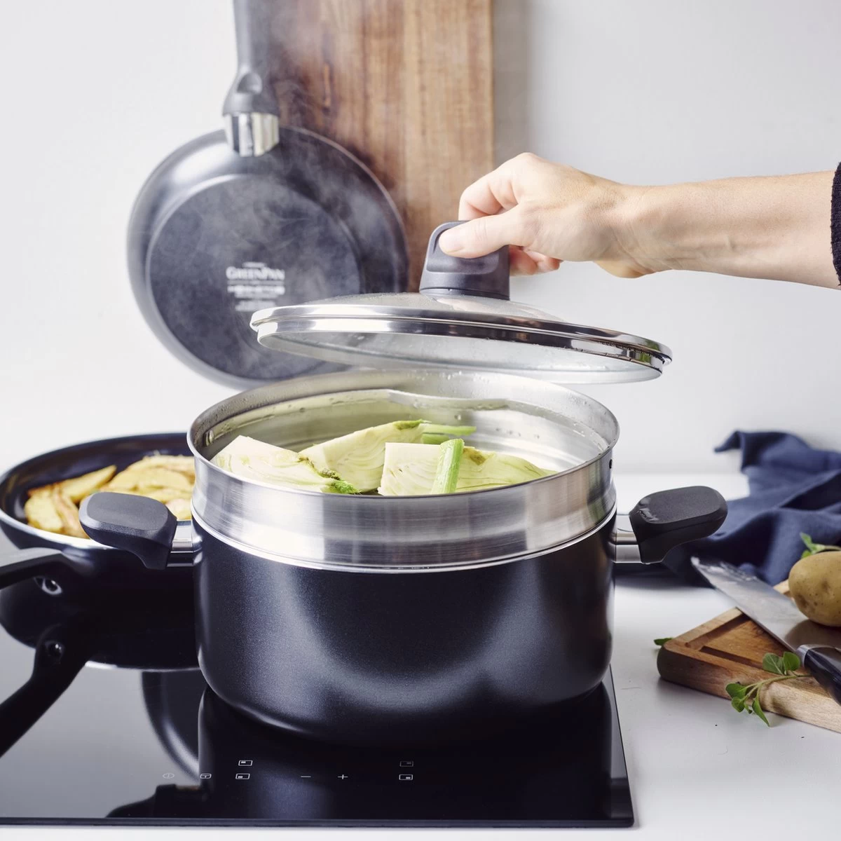 GreenPan Memphis Pannenset - 20-delig - Zwart - Inductie - PFAS-vrij 6 GreenPan Memphis Pannenset - 20-delig - Zwart - Inductie - PFAS-vrij - Afbeelding 6