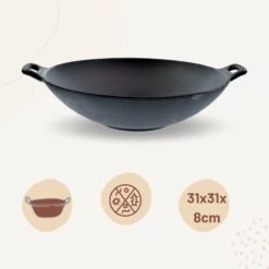 Orange85 Gietijzeren Wokpan - Alle Warmtebronnen - Inductie - Wok - Zwart - 31cm - Gietijzer - Wokpannen -Korting Op Keukengerei 1200x1200 925