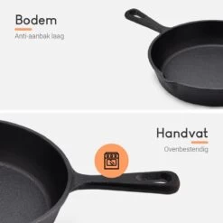Ocina Gietijzeren Pan – Set Van 3 Stuks – ø25cm, ø19.5cm En ø16cm - Skillet - Koekenpan – Hapjespan – Koekenpan Inductie – Koekenpannenset - Gietijzeren Pan Bbq - Gietijzer - Incl. Receptenboek -Korting Op Keukengerei 1200x1200 934