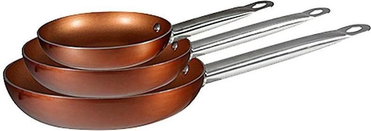 Merkloos Koekenpanset Copper Plus 20, 24 En 28 Cm 1 Merkloos Koekenpanset Copper Plus 20, 24 En 28 Cm