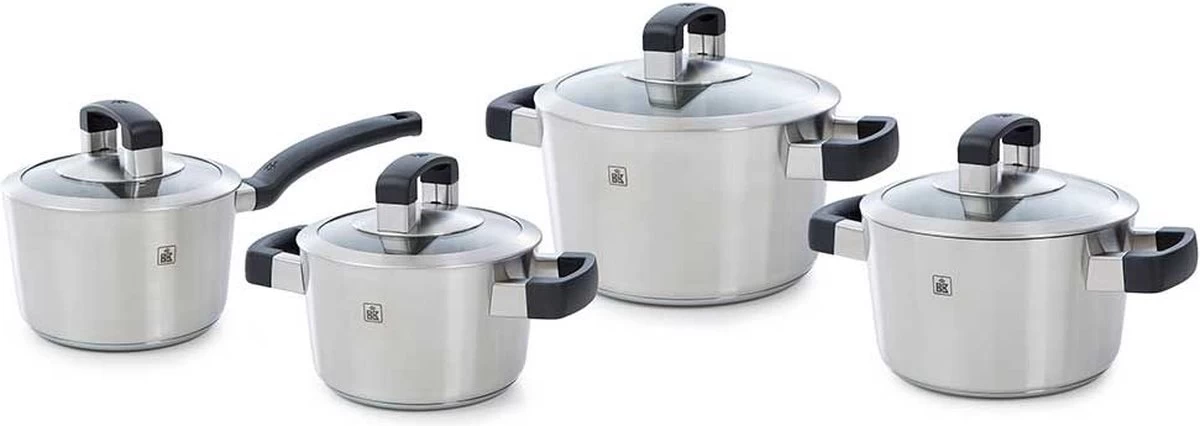 BK Conical Cool Glas Pannenset - 4-delig - RVS - Glazen Deksel - Inductie 1 BK Conical Cool Glas Pannenset - 4-delig - RVS - Glazen Deksel - Inductie