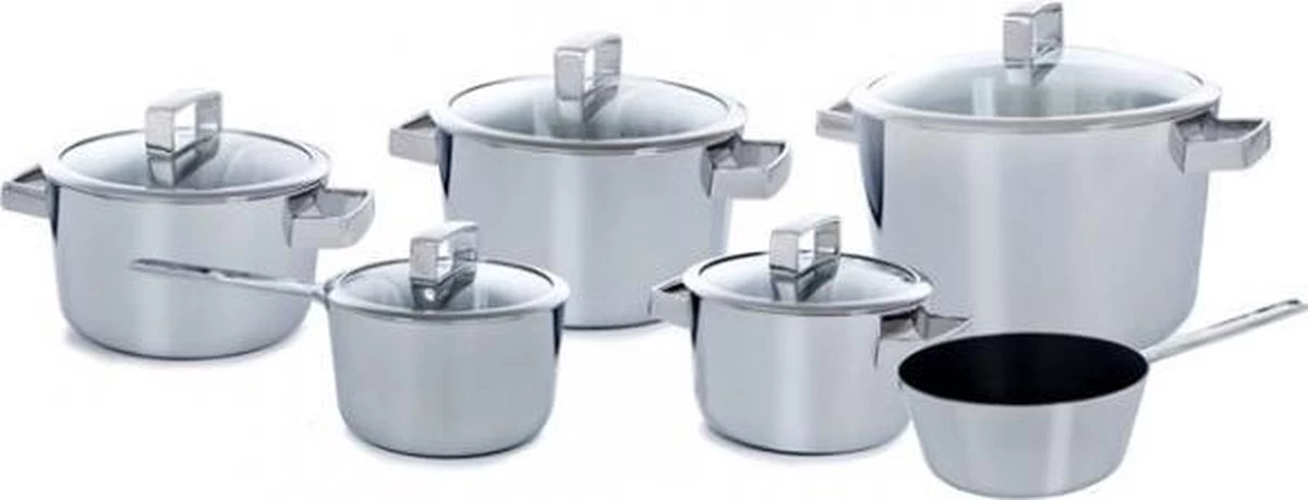 BK Conical Deluxe Kookpannenset - 5 Delig - RVS 1 BK Conical Deluxe Kookpannenset - 5 Delig - RVS