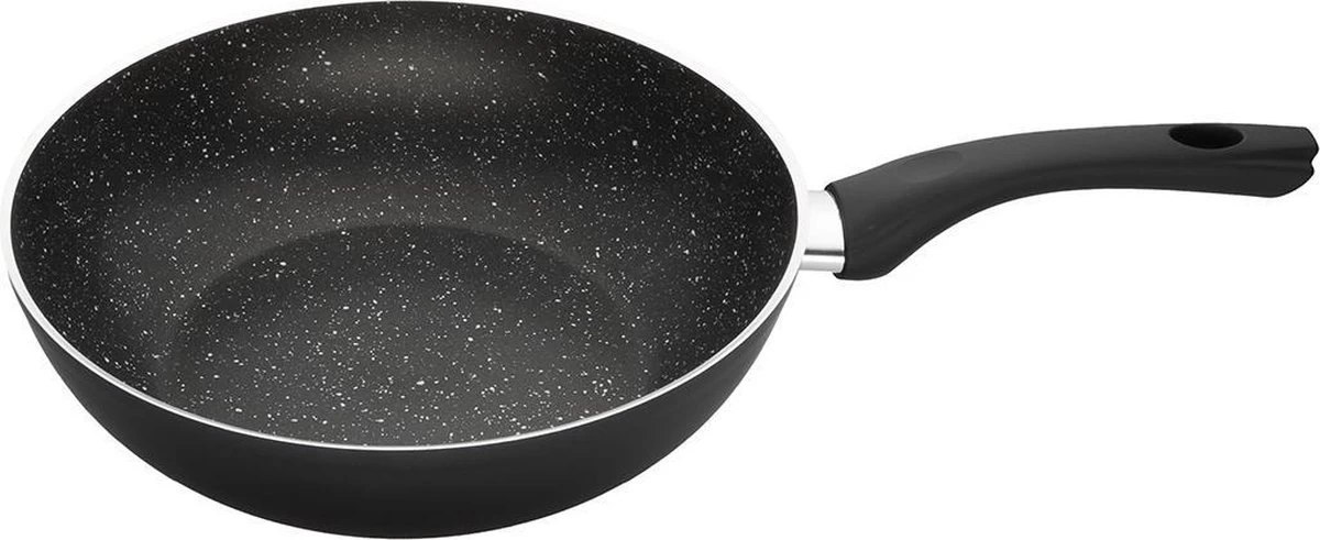 Sola Wokpan Stonehenge - Ø 28 Cm - Zwart/wit - Aluminium - Antiaanbaklaag 1 Sola Wokpan Stonehenge - Ø 28 Cm - Zwart/wit - Aluminium - Antiaanbaklaag