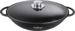 Cheffinger | Luxe Wokpan Met Deksel | 36CM | Alle Warmtebronnen | Oriental
