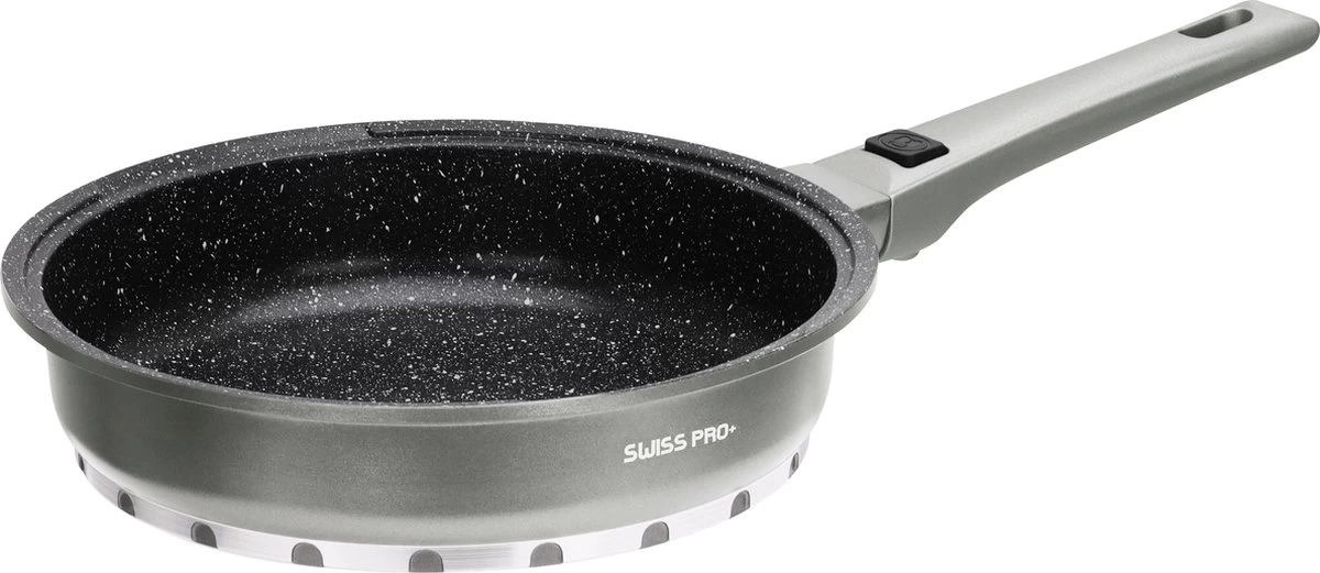 Swiss Pro+ | Set 14 Delige Pannenset | Inductie - Pannensets - Glazen Deksel - Met Afneembare Handgreep - Marmeren Interieur -PFAS-vrij | Grey / Silver 6 Swiss Pro+ | Set 14 Delige Pannenset | Inductie - Pannensets - Glazen Deksel - Met Afneembare Handgreep - Marmeren Interieur -PFAS-vrij | Grey / Silver - Afbeelding 6
