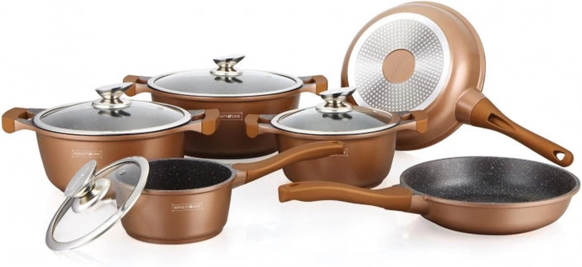 Royalty Line 10-delige Pannenset-- RVS - Gietijzer- Roze 9 Royalty Line 10-delige Pannenset-- RVS - Gietijzer- Roze - Afbeelding 9