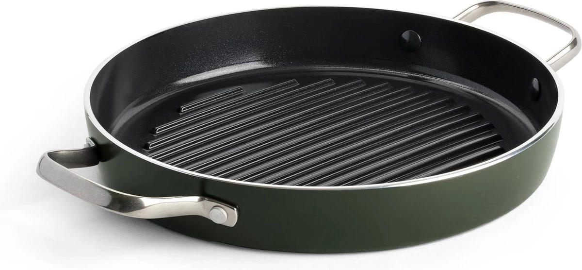 Dagelijkse Kost Keramische Grillpan - Ø28cm - PFAS-vrij - 2 Grepen 1 Dagelijkse Kost Keramische Grillpan - Ø28cm - PFAS-vrij - 2 Grepen