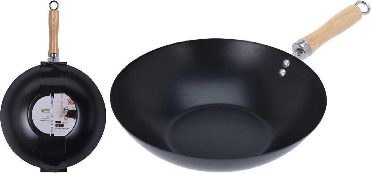 Excellent Houseware Wok Ø30cm Non Stick Zwart Houten Handvat 30 Cm - Pan - Koken - Eten - Keuken 3 Excellent Houseware Wok Ø30cm Non Stick Zwart Houten Handvat 30 Cm - Pan - Koken - Eten - Keuken - Afbeelding 3