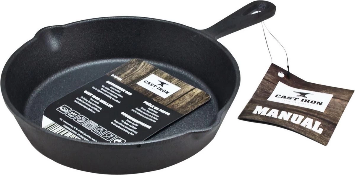 Cast Iron - Koekenpan - Barbecue Pan - BBQ - Gietijzer - 20x20cm - Zwart - Barbecue - Zomer - 1 Cast Iron - Koekenpan - Barbecue Pan - BBQ - Gietijzer - 20x20cm - Zwart - Barbecue - Zomer -