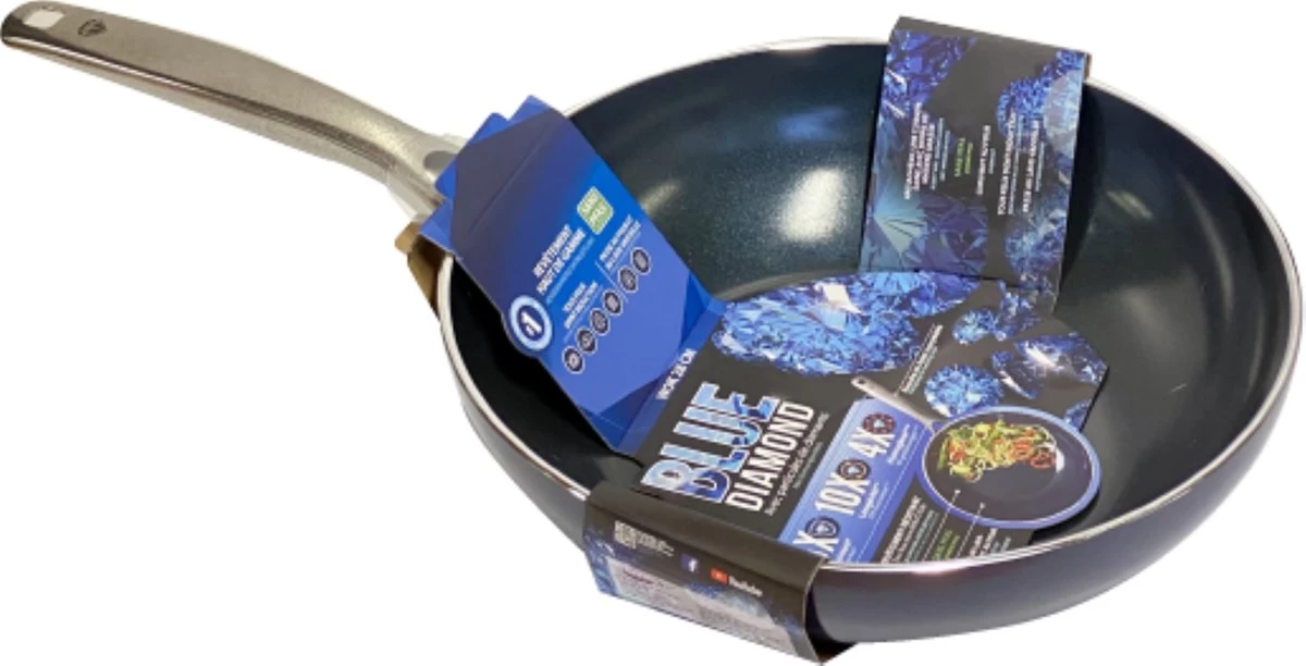 Blue Diamond - Keramische Wokpan Met Diamantdeeltjes – Ø 28 Cm – PFAS En PHOA Vrij 2 Blue Diamond - Keramische Wokpan Met Diamantdeeltjes – Ø 28 Cm – PFAS En PHOA Vrij - Afbeelding 2