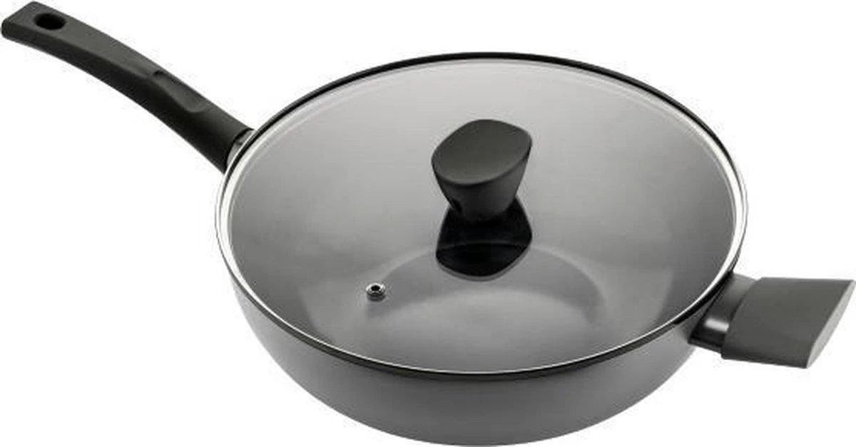 ISENVI Avon Keramische Wok Met Deksel 36 CM - Ergo Greep 1 ISENVI Avon Keramische Wok Met Deksel 36 CM - Ergo Greep