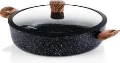Westinghouse Hapjespan Inductie - Ø 28 Cm - Zwart Marmer Wood - Speciale Editie - Met Deksel - Geschikt Voor Alle Warmtebronnen